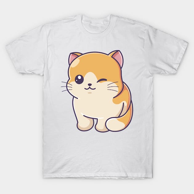 Cute smiling kitten sitting relaxed T-Shirt by Wawadzgnstuff